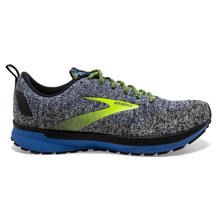 Brooks Revel 4 Men's Road Running Shoes - Black/Blue/GreenYellow/Nightlife (94276-VYRJ)